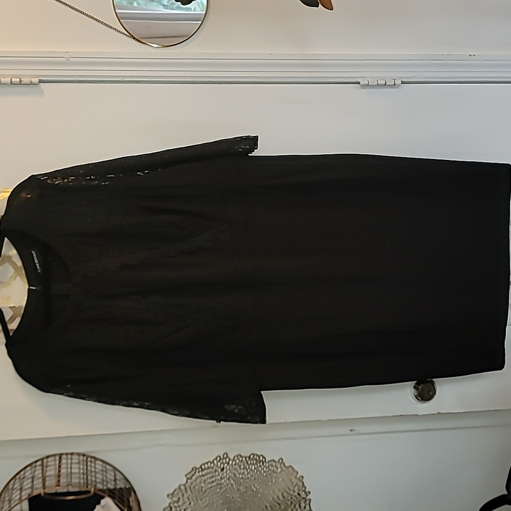 Black Bodycon Lace-trim Dress